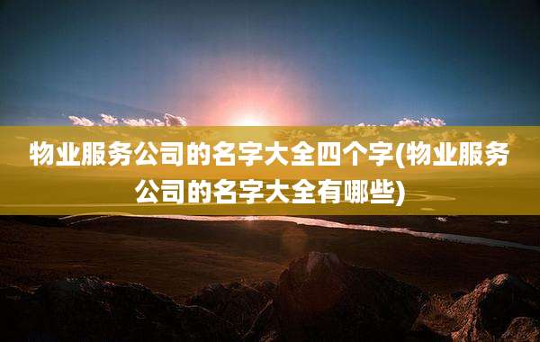 物业服务公司的名字大全四个字(物业服务公司的名字大全有哪些)