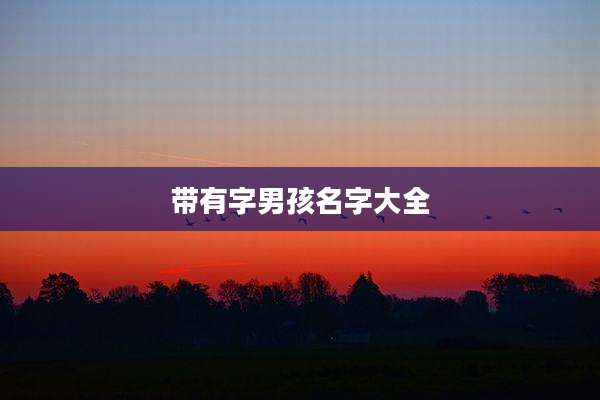 带有字男孩名字大全