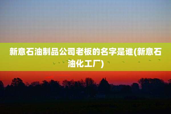 新意石油制品公司老板的名字是谁(新意石油化工厂)
