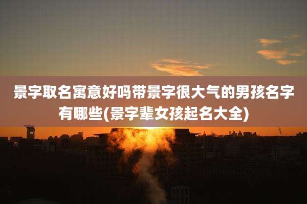 景字取名寓意好吗带景字很大气的男孩名字有哪些(景字辈女孩起名大全)