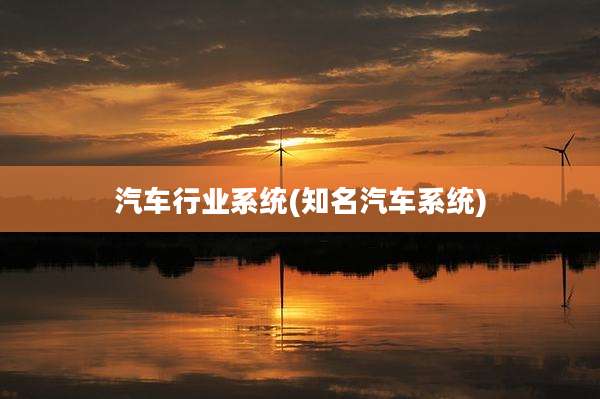 汽车行业系统(知名汽车系统)