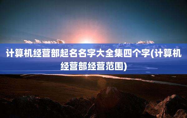 计算机经营部起名名字大全集四个字(计算机经营部经营范围)