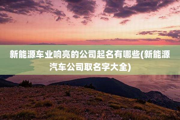 新能源车业响亮的公司起名有哪些(新能源汽车公司取名字大全)