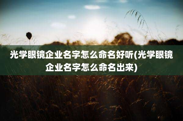 光学眼镜企业名字怎么命名好听(光学眼镜企业名字怎么命名出来)