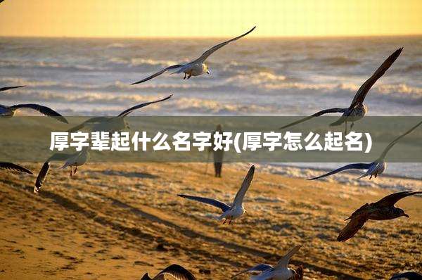 厚字辈起什么名字好(厚字怎么起名)