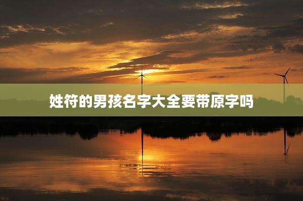 姓符的男孩名字大全要带原字吗