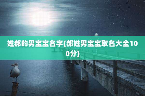 姓郝的男宝宝名字(郝姓男宝宝取名大全100分)