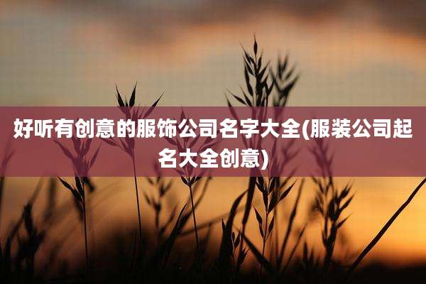 好听有创意的服饰公司名字大全(服装公司起名大全创意)