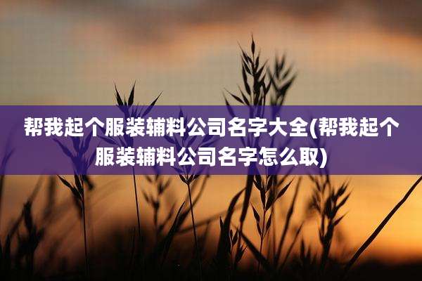 帮我起个服装辅料公司名字大全(帮我起个服装辅料公司名字怎么取)