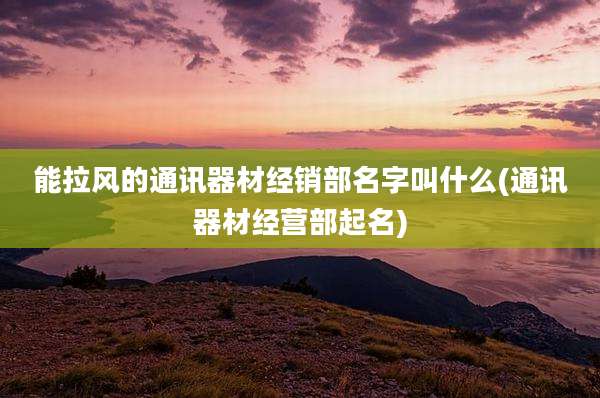 能拉风的通讯器材经销部名字叫什么(通讯器材经营部起名)