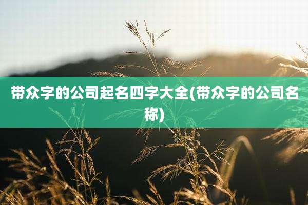 带众字的公司起名四字大全(带众字的公司名称)