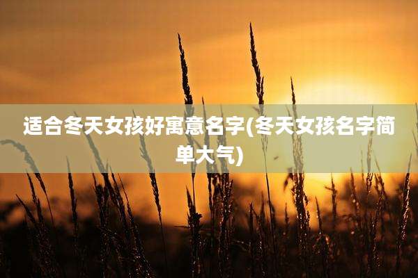 适合冬天女孩好寓意名字(冬天女孩名字简单大气)