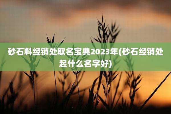 砂石料经销处取名宝典2023年(砂石经销处起什么名字好)