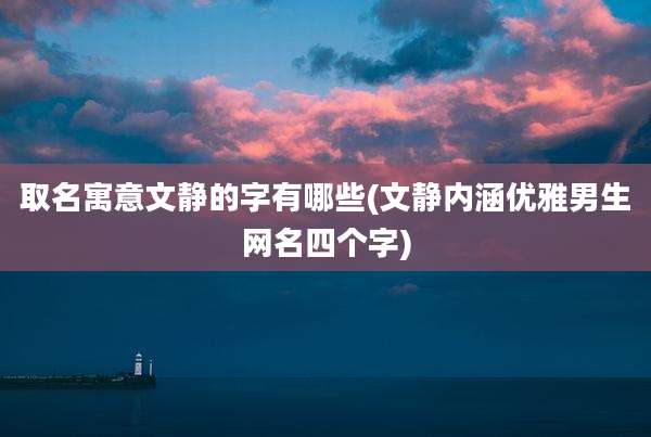 取名寓意文静的字有哪些(文静内涵优雅男生网名四个字)