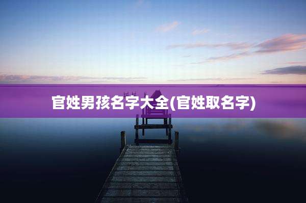 官姓男孩名字大全(官姓取名字)