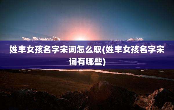 姓丰女孩名字宋词怎么取(姓丰女孩名字宋词有哪些)