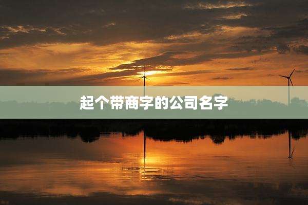 起个带商字的公司名字