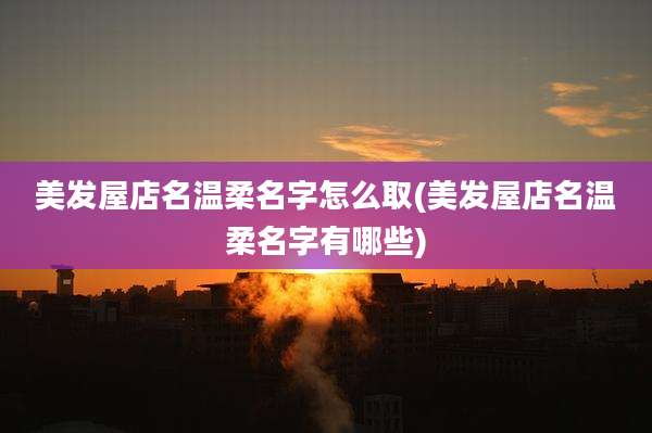 美发屋店名温柔名字怎么取(美发屋店名温柔名字有哪些)
