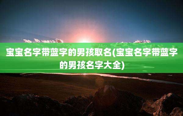 宝宝名字带蓝字的男孩取名(宝宝名字带蓝字的男孩名字大全)