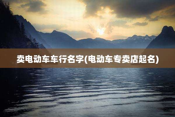 卖电动车车行名字(电动车专卖店起名)