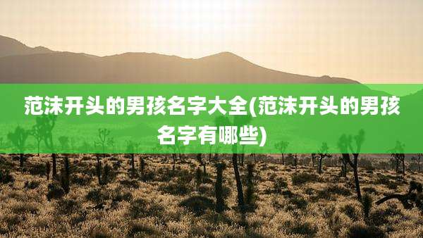 范沫开头的男孩名字大全(范沫开头的男孩名字有哪些)