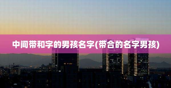 中间带和字的男孩名字(带合的名字男孩)
