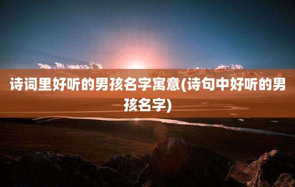 诗词里好听的男孩名字寓意(诗句中好听的男孩名字)