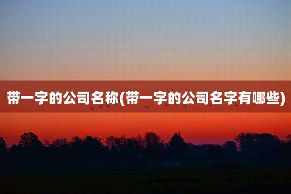 带一字的公司名称(带一字的公司名字有哪些)