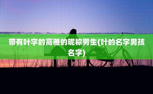 带有叶字的高雅的昵称男生(叶的名字男孩名字)