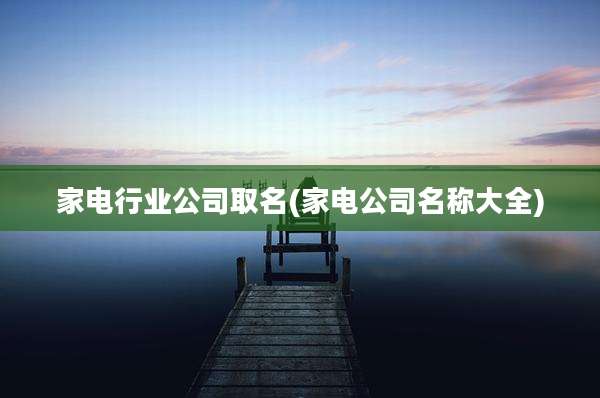 家电行业公司取名(家电公司名称大全)