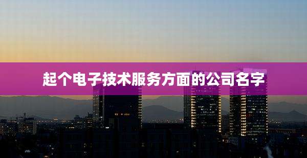 起个电子技术服务方面的公司名字