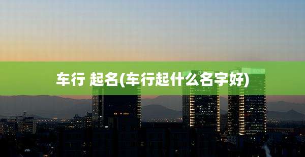 车行 起名(车行起什么名字好)