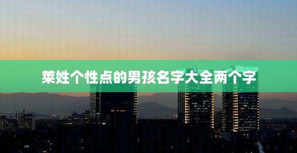 莱姓个性点的男孩名字大全两个字