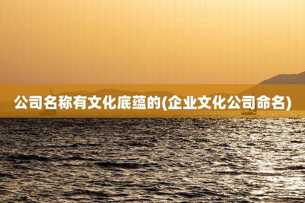 公司名称有文化底蕴的(企业文化公司命名)