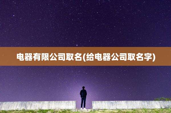 电器有限公司取名(给电器公司取名字)