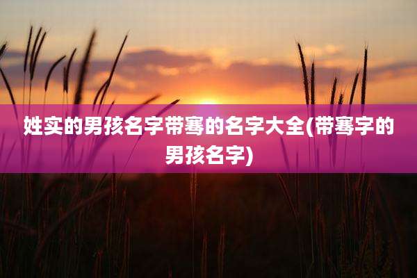 姓实的男孩名字带骞的名字大全(带骞字的男孩名字)