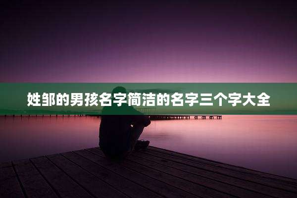 姓邹的男孩名字简洁的名字三个字大全