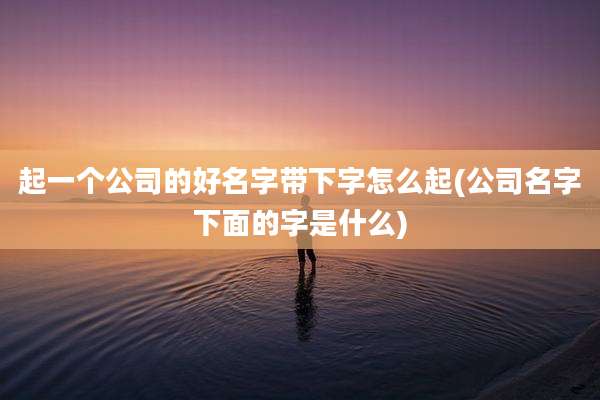 起一个公司的好名字带下字怎么起(公司名字下面的字是什么)