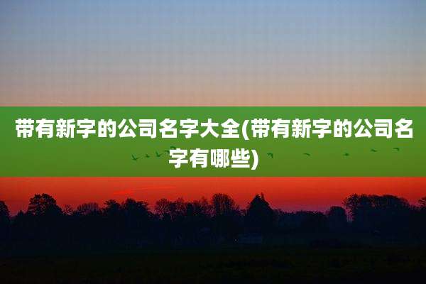 带有新字的公司名字大全(带有新字的公司名字有哪些)