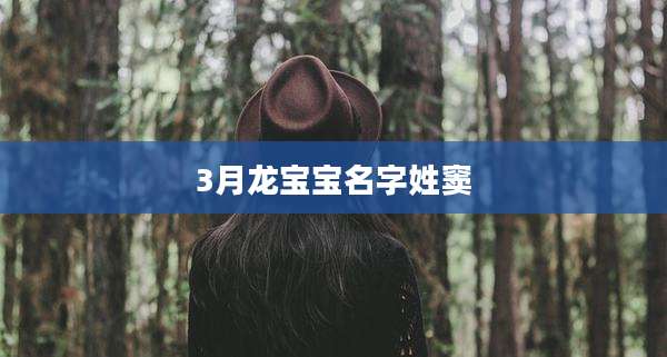 3月龙宝宝名字姓窦
