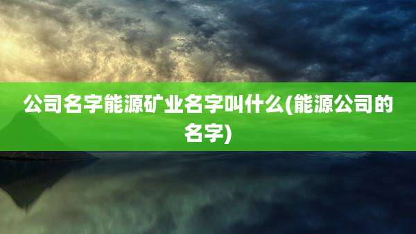公司名字能源矿业名字叫什么(能源公司的名字)
