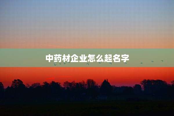 中药材企业怎么起名字