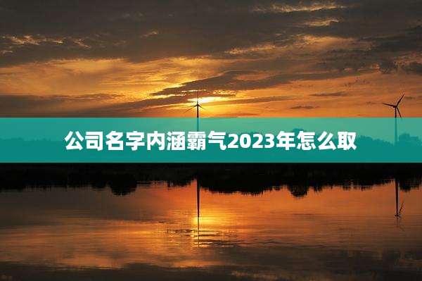 公司名字内涵霸气2023年怎么取