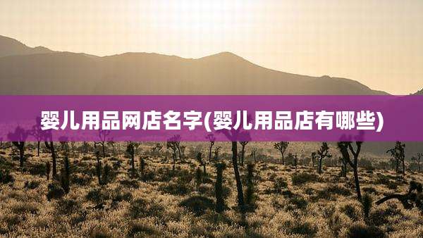 婴儿用品网店名字(婴儿用品店有哪些)