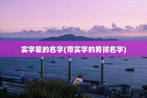 实字辈的名字(带实字的男孩名字)