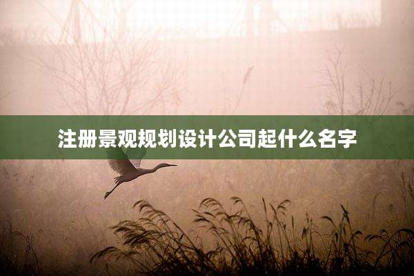 注册景观规划设计公司起什么名字