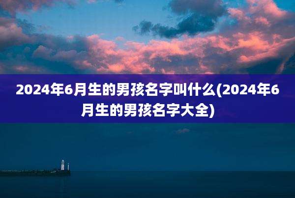 2024年6月生的男孩名字叫什么(2024年6月生的男孩名字大全)