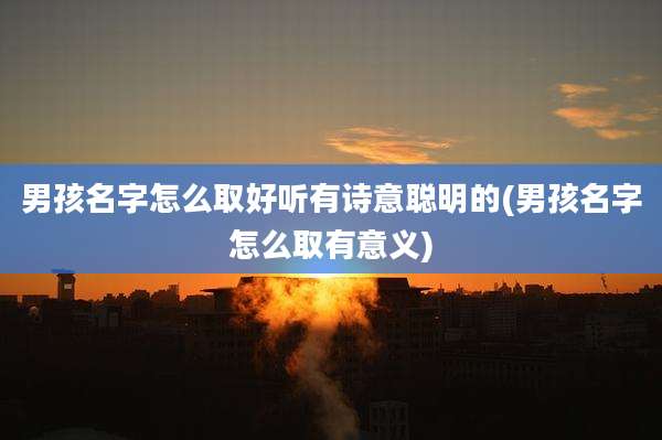 男孩名字怎么取好听有诗意聪明的(男孩名字怎么取有意义)