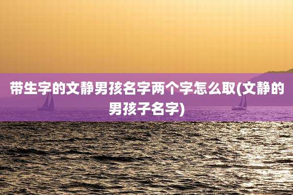 带生字的文静男孩名字两个字怎么取(文静的男孩子名字)
