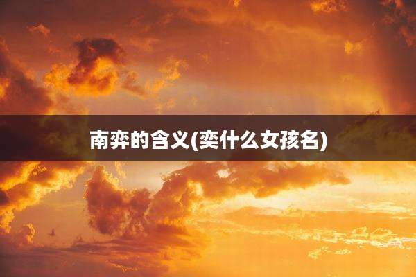 南弈的含义(奕什么女孩名)